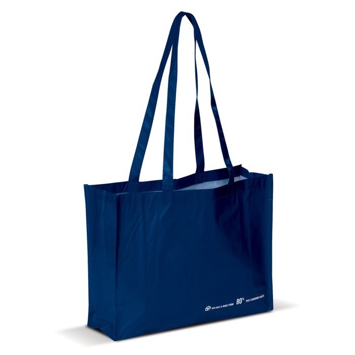 Bolsa de la compra hecha de material reciclado RPET 110 g/m2 color azul oscuro Bolsa de la compra hecha de material reciclado RPET 110 g/m2 color azul oscuro