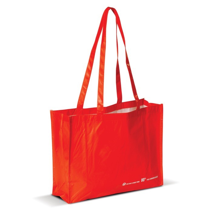 Bolsa de la compra hecha de material reciclado RPET 110 g/m2 color rojo Bolsa de la compra hecha de material reciclado RPET 110 g/m2 color rojo