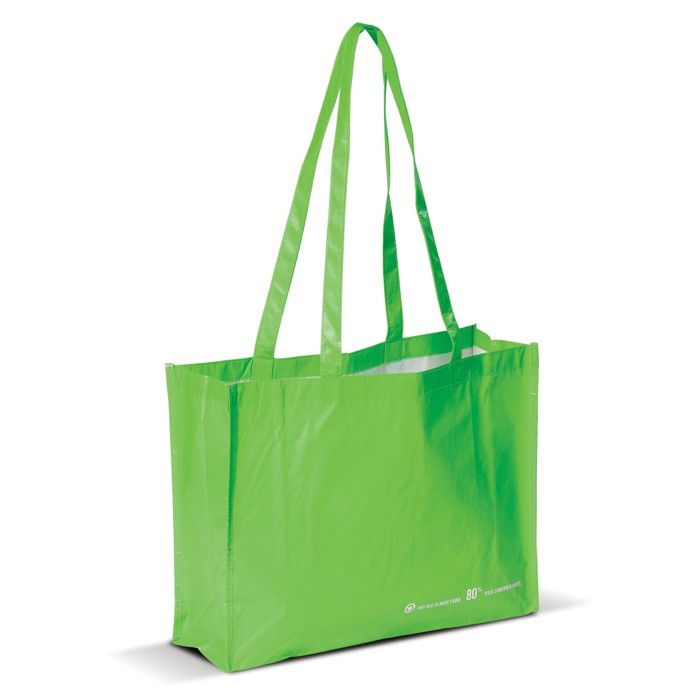 Bolsa de la compra hecha de material reciclado RPET 110 g/m2 color verde lima Bolsa de la compra hecha de material reciclado RPET 110 g/m2 color verde lima