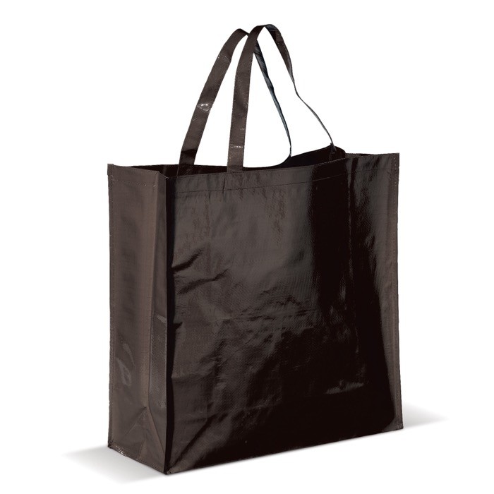 Bolsa de woven laminado con asas largas a juego y capacidad de 10kg color negro Bolsa de woven laminado con asas largas a juego y capacidad de 10kg color negro