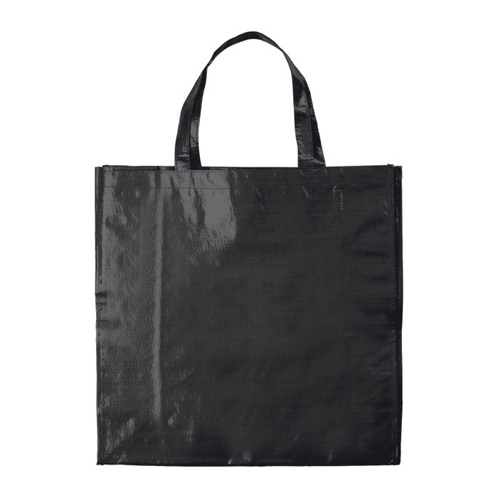 Bolsa de woven laminado con asas largas a juego y capacidad de 10kg color negro tercera vista Bolsa de woven laminado con asas largas a juego y capacidad de 10kg color negro tercera vista