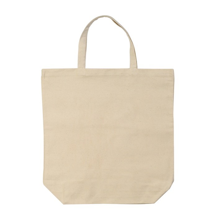 Bolsa de algodón canvas de asas cortas a juego 250 g/m2 color beige tercera vista Bolsa de algodón canvas de asas cortas a juego 250 g/m2 color beige tercera vista
