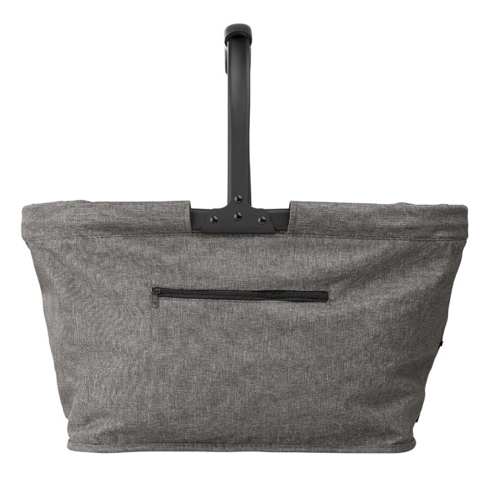 Bolsa de campo hecha de poliéster plegable con bolsillo frontal color gris oscuro cuarta vista Bolsa de campo hecha de poliéster plegable con bolsillo frontal color gris oscuro cuarta vista