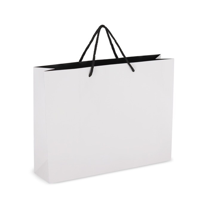 Bolsa de papel para regalo con asas e interior color negro 40x12x30 cm color blanco segunda vista Bolsa de papel para regalo con asas e interior color negro 40x12x30 cm color blanco segunda vista