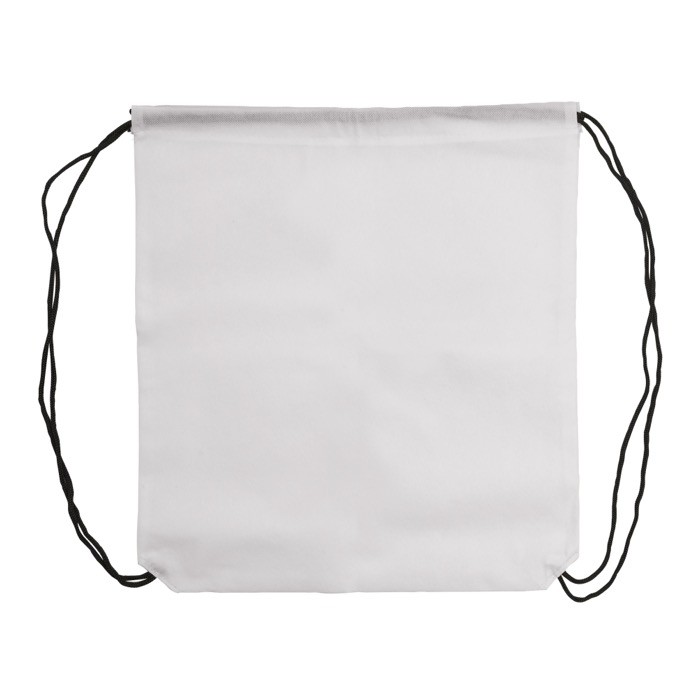 Mochila de cuerdas non-woven de colores con cuerdas negras 75 g/m2 color blanco segunda vista