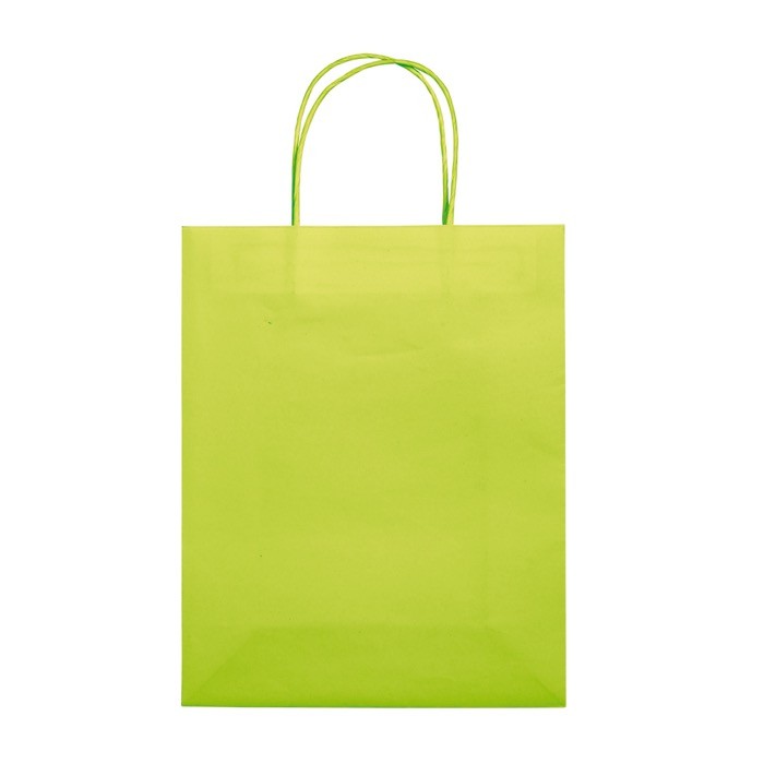 Bolsa de papel kraft de colores mediana para regalo 120 g/m2 color verde lima segunda vista Bolsa de papel kraft de colores mediana para regalo 120 g/m2 color verde lima segunda vista