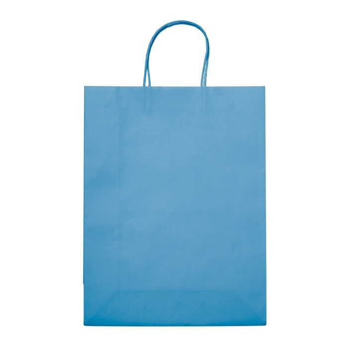 Bolsa de papel kraft de colores grande para regalo 120 g/m2 color azul claro segunda vista Bolsa de papel kraft de colores grande para regalo 120 g/m2 color azul claro segunda vista