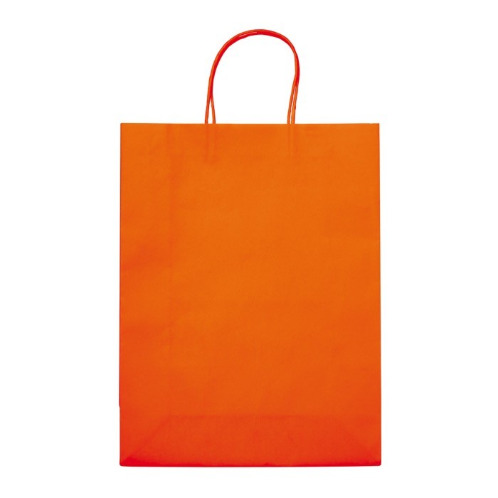 Bolsa de papel kraft de colores grande para regalo 120 g/m2 color naranja segunda vista Bolsa de papel kraft de colores grande para regalo 120 g/m2 color naranja segunda vista