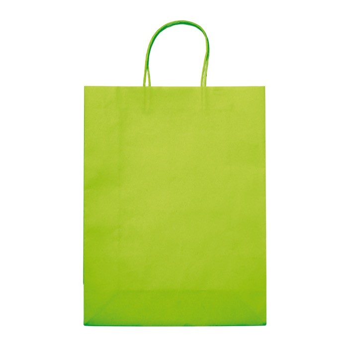 Bolsa de papel kraft de colores grande para regalo 120 g/m2 color verde lima segunda vista Bolsa de papel kraft de colores grande para regalo 120 g/m2 color verde lima segunda vista