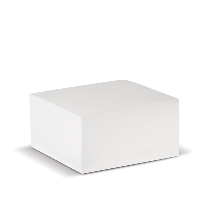 Taco de notas de 420 hojas lisas con certificación FSC 10x10x5cm color blanco Taco de notas de 420 hojas lisas con certificación FSC 10x10x5cm color blanco