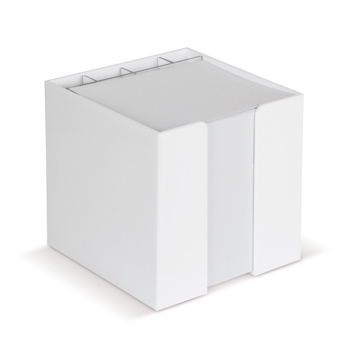 Cubo de notas de 800 hojas lisas FSC en caja con compartimientos color blanco Cubo de notas de 800 hojas lisas FSC en caja con compartimientos color blanco