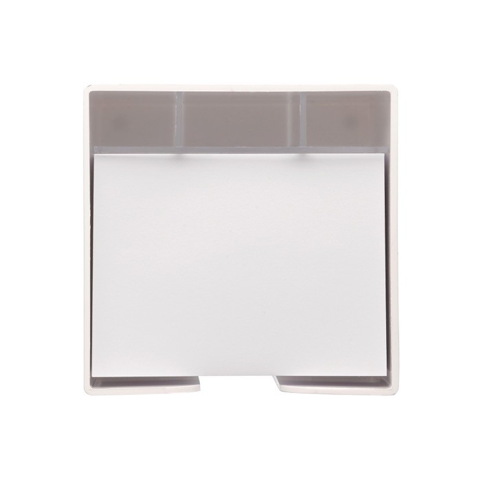 Cubo de notas de 800 hojas lisas FSC en caja con compartimientos color blanco sexta vista Cubo de notas de 800 hojas lisas FSC en caja con compartimientos color blanco sexta vista