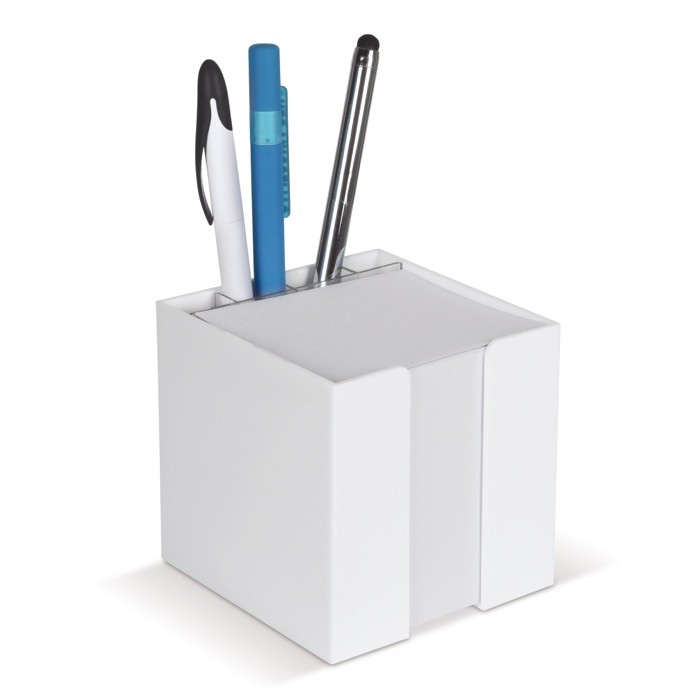 Cubo de notas de 800 hojas lisas FSC en caja con compartimientos color blanco septima vista Cubo de notas de 800 hojas lisas FSC en caja con compartimientos color blanco septima vista