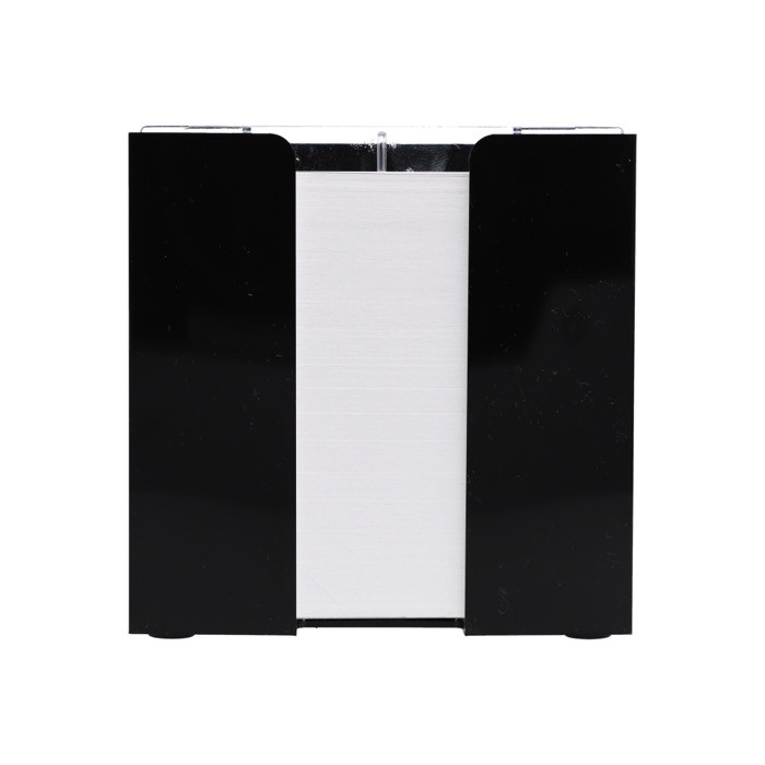 Cubo de notas de 800 hojas lisas FSC en caja con compartimientos color negro tercera vista Cubo de notas de 800 hojas lisas FSC en caja con compartimientos color negro tercera vista