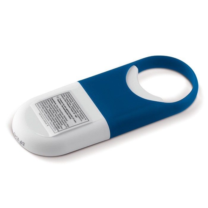 Dispensador de protector solar con asa de transporte SPF30 10ml color blanco/azul tercera vista