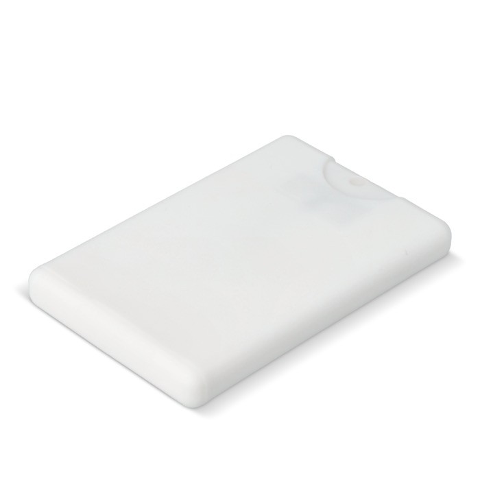 Spray solar SPF30 con diseño rectangular delgado para personalizar color blanco tercera vista Spray solar SPF30 con diseño rectangular delgado para personalizar color blanco tercera vista