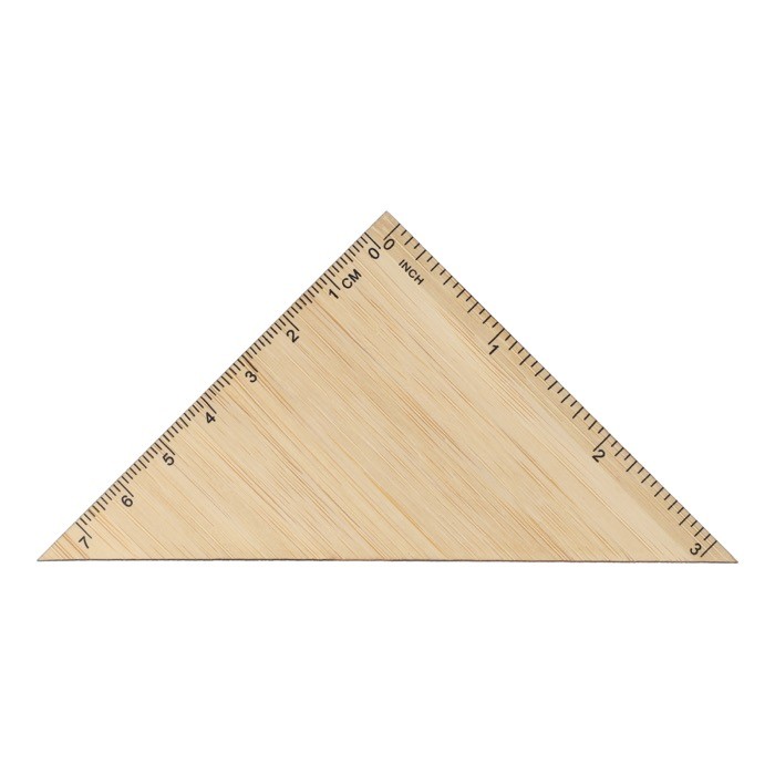 Escuadra hecha de bambú personalizable para dibujos o geometría color natural