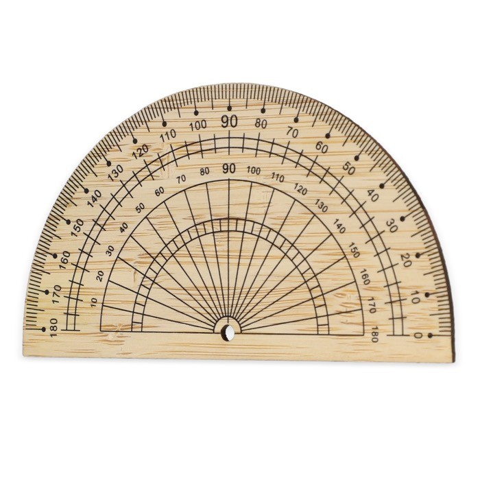 Transportador hecho de bambú personalizable para dibujos o geometría color natural