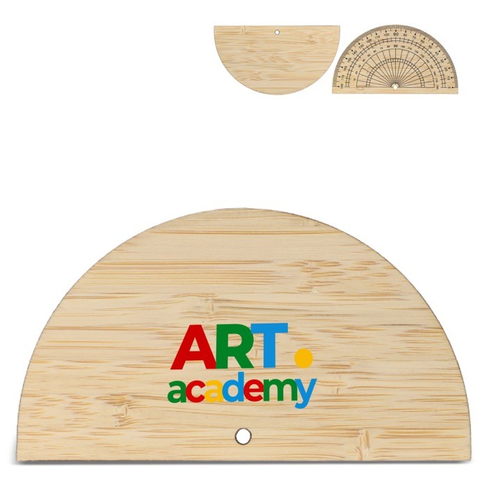 Transportador hecho de bambú personalizable para dibujos o geometría