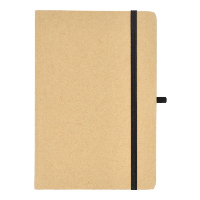 Cuaderno de cartón con detalles en color A5 páginas a rayas color negro segunda vista