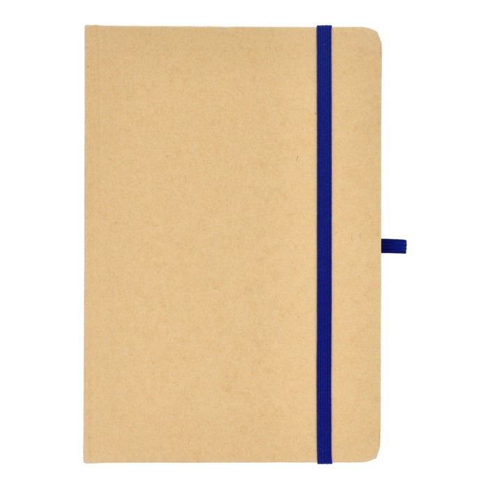 Cuaderno de cartón con detalles en color A5 páginas a rayas color azul segunda vista