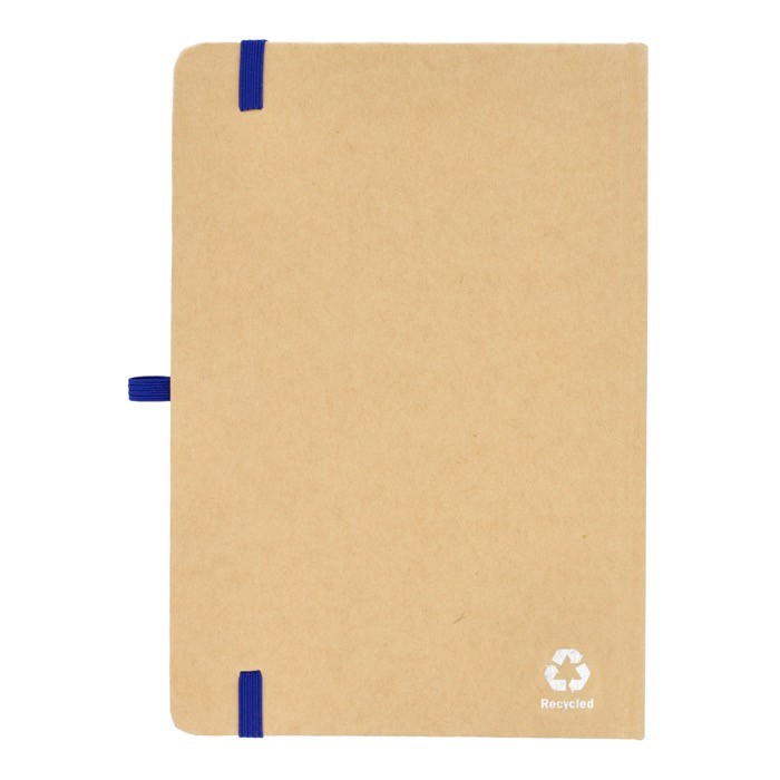 Cuaderno de cartón con detalles en color A5 páginas a rayas color azul tercera vista