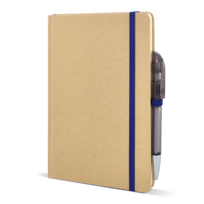 Cuaderno de cartón con detalles en color A5 páginas a rayas color azul quinta vista