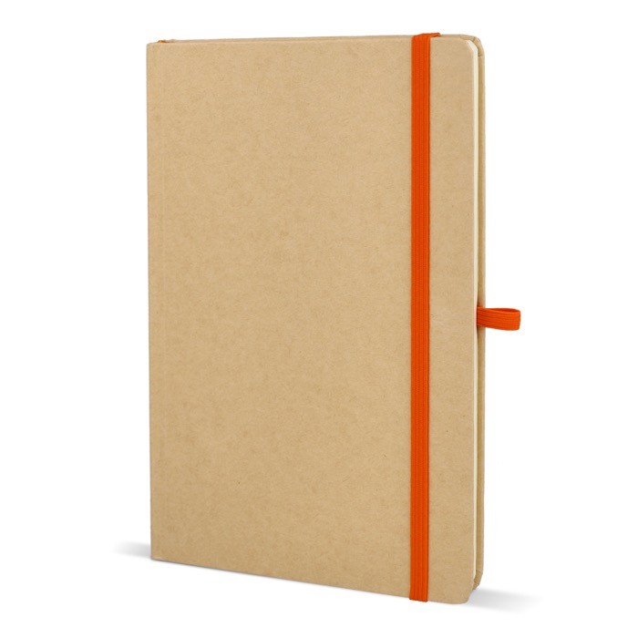 Cuaderno de cartón con detalles en color A5 páginas a rayas color naranja