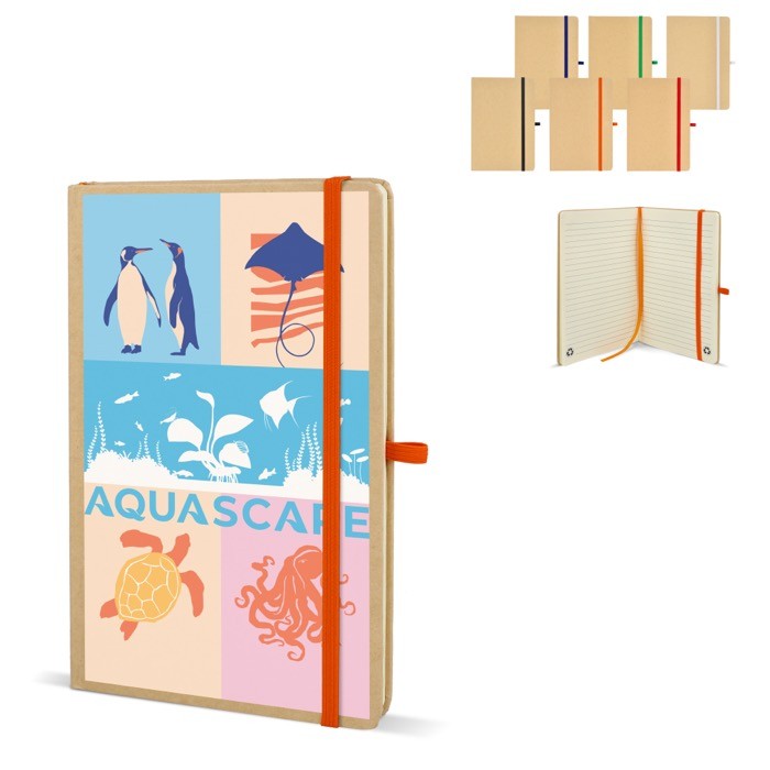 Cuaderno de cartón con detalles en color A5 páginas a rayas