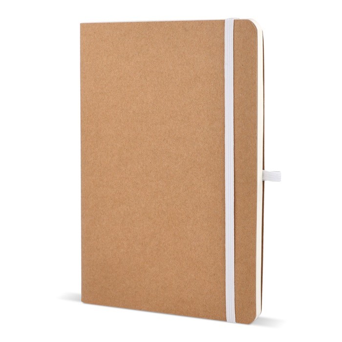 Cuaderno de tapa blanda de papel kraft FSC A5 con hojas a cuadros color blanco