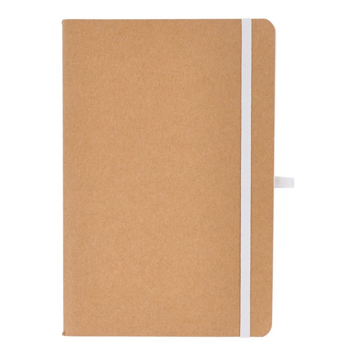 Cuaderno de tapa blanda de papel kraft FSC A5 con hojas a cuadros color blanco segunda vista