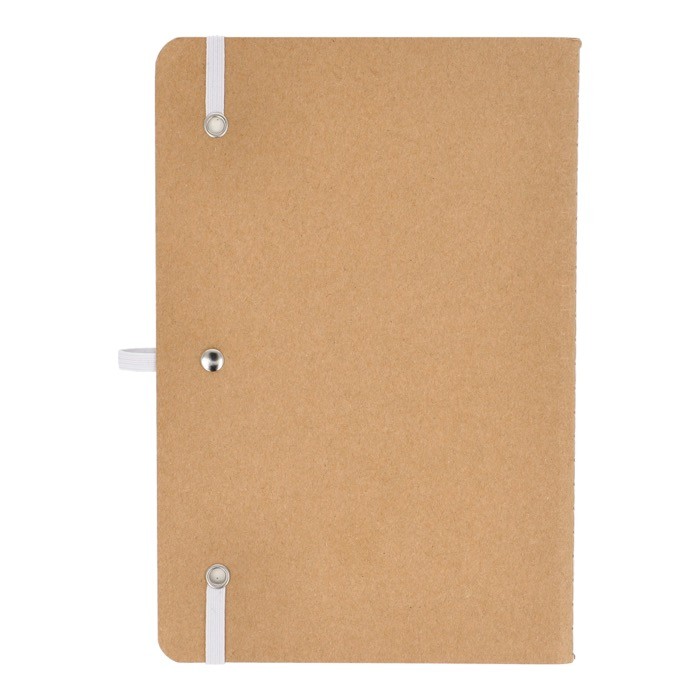Cuaderno de tapa blanda de papel kraft FSC A5 con hojas a cuadros color blanco tercera vista