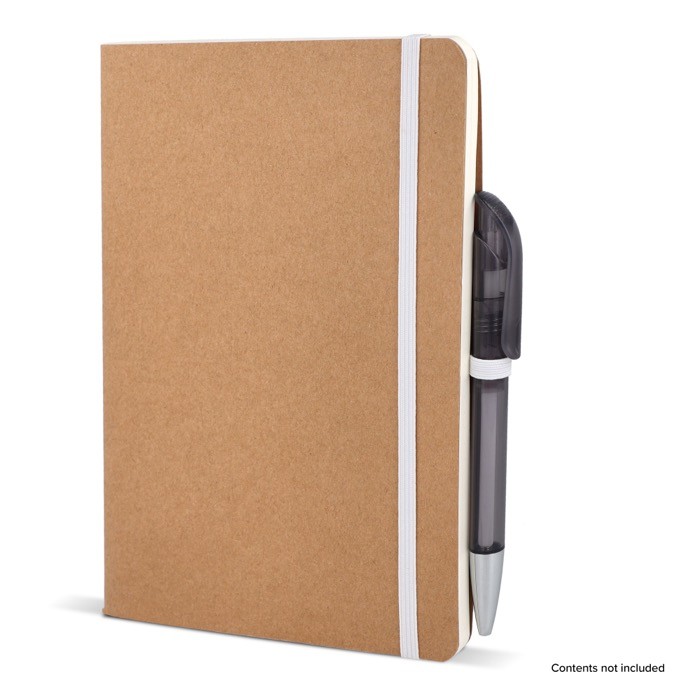 Cuaderno de tapa blanda de papel kraft FSC A5 con hojas a cuadros color blanco quinta vista