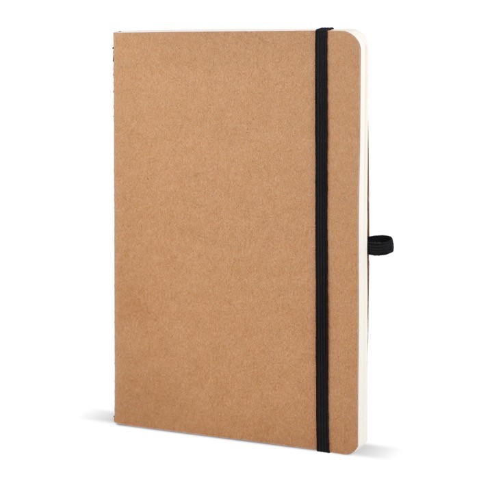 Cuaderno de tapa blanda de papel kraft FSC A5 con hojas a cuadros color negro