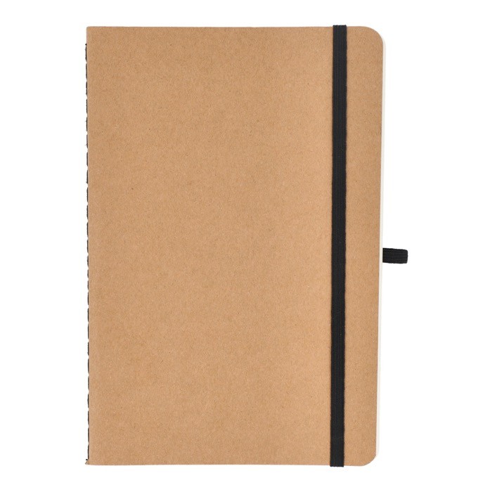 Cuaderno de tapa blanda de papel kraft FSC A5 con hojas a cuadros color negro segunda vista
