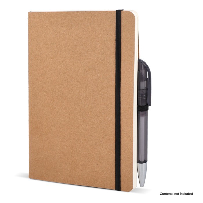Cuaderno de tapa blanda de papel kraft FSC A5 con hojas a cuadros color negro quinta vista