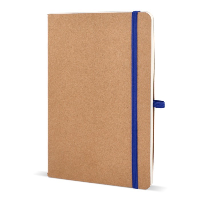 Cuaderno de tapa blanda de papel kraft FSC A5 con hojas a cuadros color azul