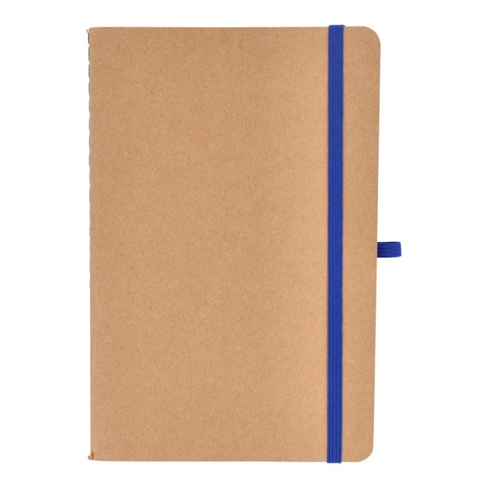 Cuaderno de tapa blanda de papel kraft FSC A5 con hojas a cuadros color azul segunda vista