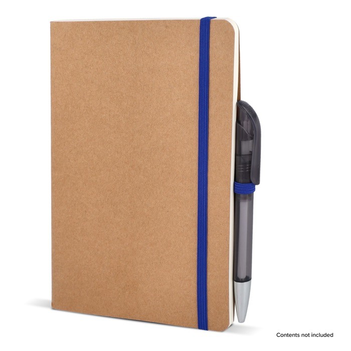 Cuaderno de tapa blanda de papel kraft FSC A5 con hojas a cuadros color azul quinta vista