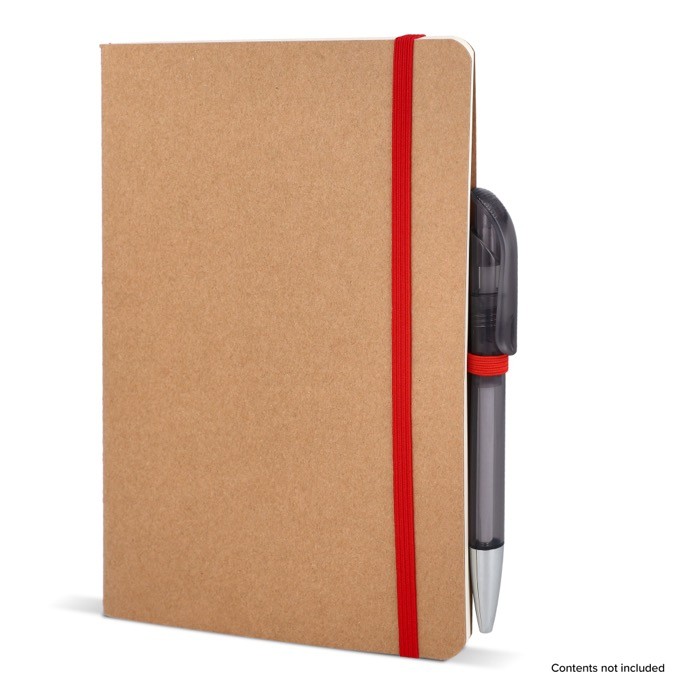 Cuaderno de tapa blanda de papel kraft FSC A5 con hojas a cuadros color rojo quinta vista