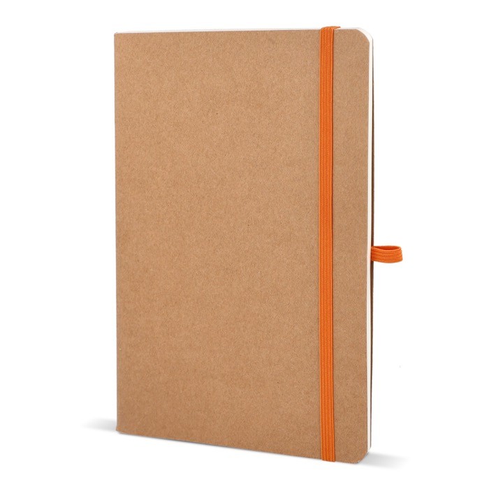 Cuaderno de tapa blanda de papel kraft FSC A5 con hojas a cuadros color naranja