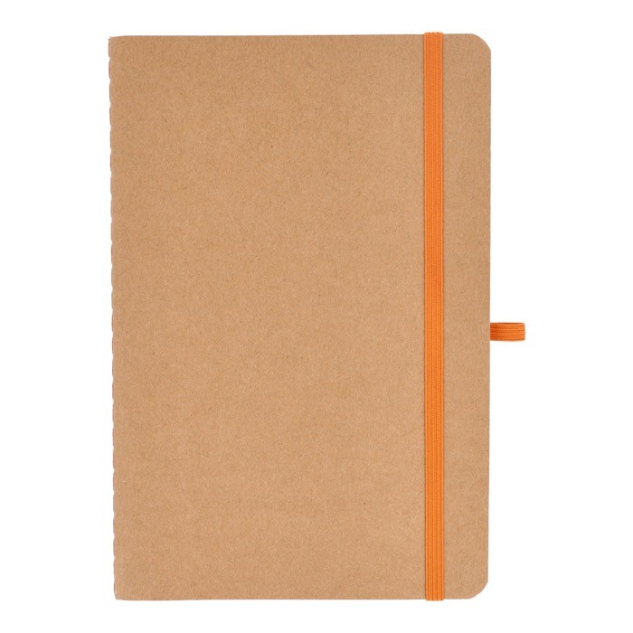 Cuaderno de tapa blanda de papel kraft FSC A5 con hojas a cuadros color naranja segunda vista