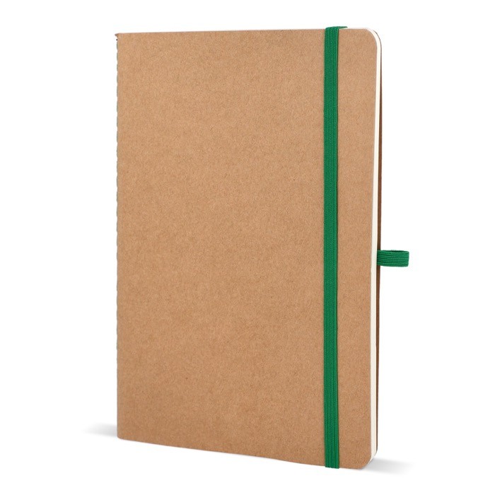 Cuaderno de tapa blanda de papel kraft FSC A5 con hojas a cuadros color verde