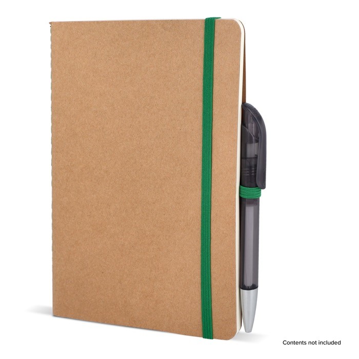 Cuaderno de tapa blanda de papel kraft FSC A5 con hojas a cuadros color verde quinta vista