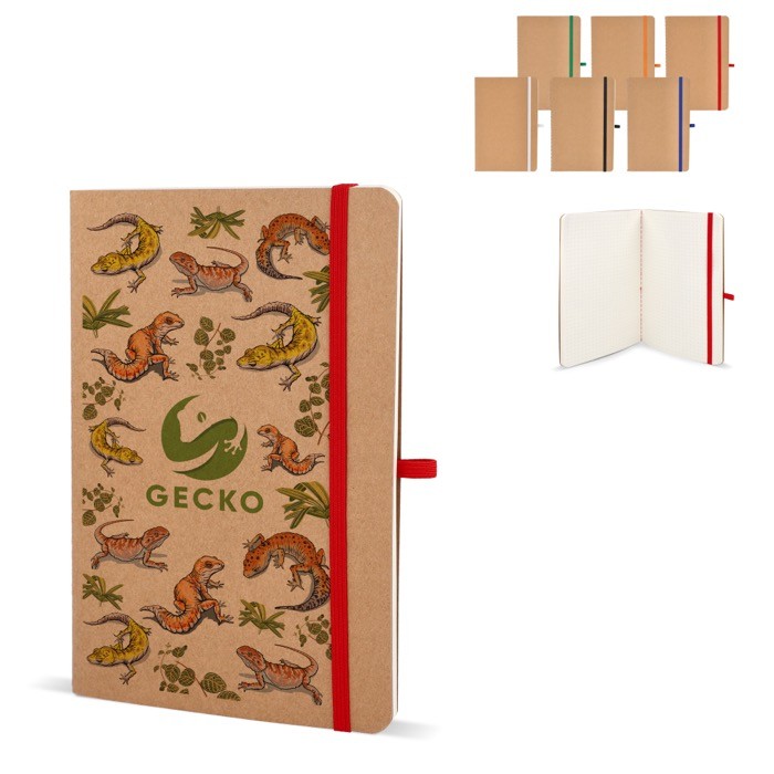 Cuaderno de tapa blanda de papel kraft FSC A5 con hojas a cuadros