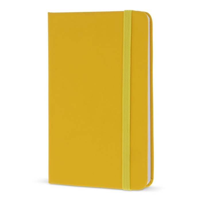 Libreta de PU en varios colores vivos con cinta a juego y papel FSC A6 color amarillo Libreta de PU en varios colores vivos con cinta a juego y papel FSC A6 color amarillo