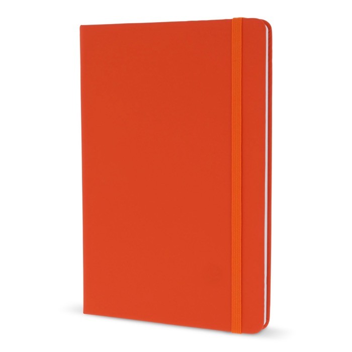Libreta de PU en varios colores vivos con cinta a juego y papel FSC A5 color naranja Libreta de PU en varios colores vivos con cinta a juego y papel FSC A5 color naranja