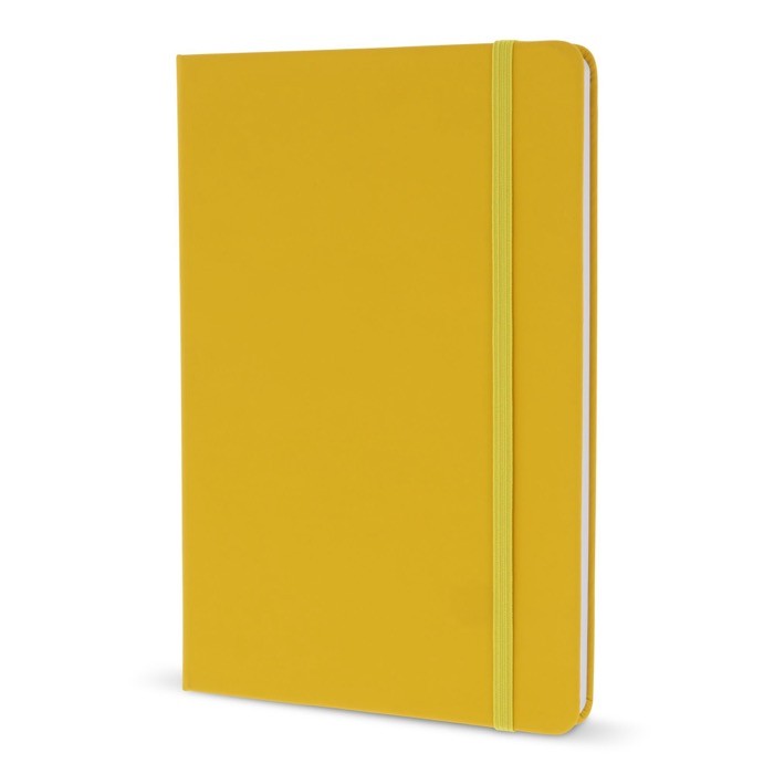 Libreta de PU en varios colores vivos con cinta a juego y papel FSC A5 color amarillo Libreta de PU en varios colores vivos con cinta a juego y papel FSC A5 color amarillo