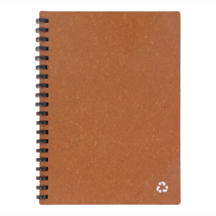 Libreta de espiral ecológica de piel reciclada con papel FSC color marrón claro Libreta de espiral ecológica de piel reciclada con papel FSC color marrón claro