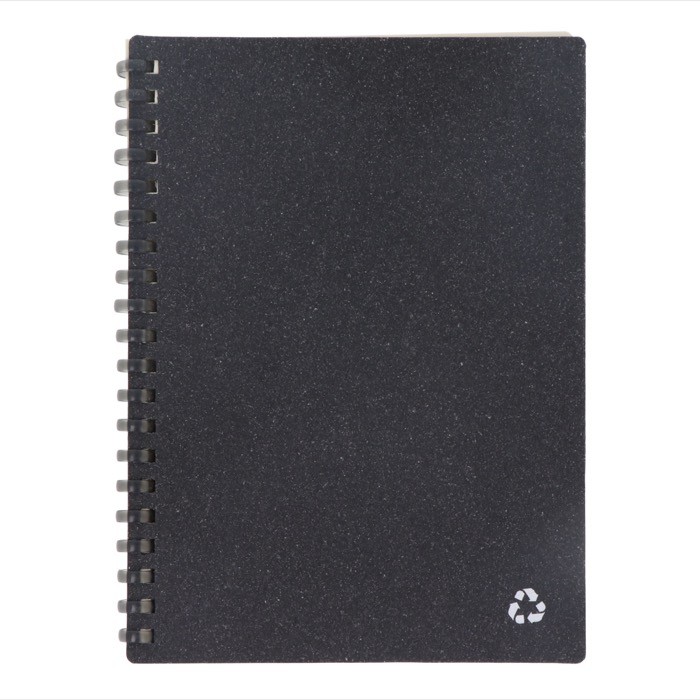 Libreta de espiral ecológica de piel reciclada con papel FSC color gris oscuro Libreta de espiral ecológica de piel reciclada con papel FSC color gris oscuro